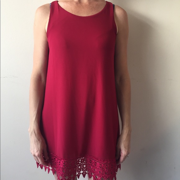 Cute Dress with Lace Bottom - Maroon - XS - Picture 1 of 4